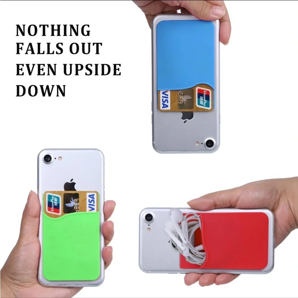 💞 New Green Adhesive Silicone Card Holder Sleeve for Smartphones
